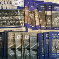 Ipswich Town Home Football Programmes: 31 of the small format from the late 50s to mid 60s including a few from 61/62 Championship season. Good. C/W SJFC Final 75/76 v Aston Villa. (32)