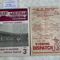 Hearts Football Programmes: 48/49 home v Dumbarton and away 53/54 v Patrick. Good. (2)