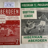 1940s Aberdeen Football Programmes: 48/49 home v Falkirk result discreetly written to cover and 49/50 away v Hibernian. Excellent. (2)