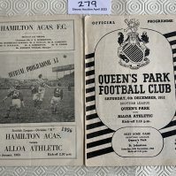 52/53 Alloa Athletic Away Football Programmes: League matches at Hamilton and Queens Park. Good. (2)