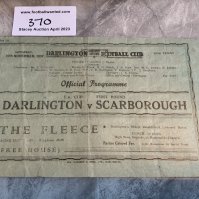 1937 - 1938 Darlington v Scarborough FA Cup Football Programme: Good condition with no team changes. Fold.