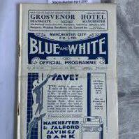 1931 - 1932 Manchester City v Derby County FA Cup Football Programme: Very good condition with pencilled team changes. Light fold.
