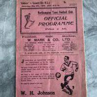 1927 - 1928 Northampton Town v Coventry City Football Programme: Fair/good condition with no team changes. Fold. Please note this 8 pager was attached with a small bit of glue instead of a staple. (see online pictures)