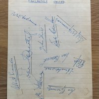 54/55 Manchester United Reserves Signed Autographs: Signed page with 11 of the early Busby Babes. Signatures include Eddie Colman, Bobby Charlton, Noel McFarlane, John Doherty, Albert Scanlon, John Scott, Ian Greaves, Ronnie Cope, Derek Hawksworth, Ivan Beswick and Wilf McGuiness.