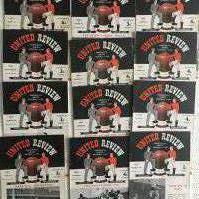 51/52 Manchester United Home Football Programmes: Includes Tel Aviv Tottenham Liverpool Hull and Middlesbrough. Overall fair/good. (23)