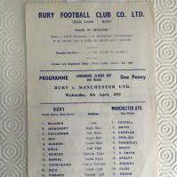 57/58 Bury v Manchester United Football Programme: Lancashire Senior Cup programme is a good condition single sheet with no team changes.