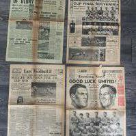 Manchester United v Bolton 1958 FA Cup Final Newspapers: 16 + 4 page Manchester Evening News, 8 page Lancashire Evening Post, and 4 page Evening News. Fair/good condition. (3)
