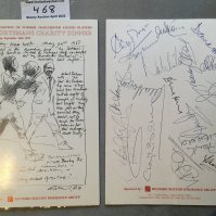 Manchester United Signed Dinner Menu: Held in 1993 by the Association of Former Manchester United Players. Signed to back page by some 92/93 league winners and former players. Includes Sadler Herd Blackmore Hughes Crerand Foulkes Whiteside Stiles Robson and 10 others. C/W spare unused menu. (2)