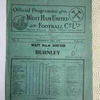 37/38 West Ham v Burnley Football Programme: Good condition league match with no team changes. Pencilled score to cover.