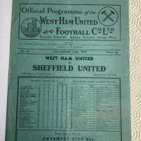 37/38 West Ham v Sheffield United Football Programme: Very good condition league match with no team changes. Folding.