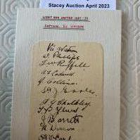 1931 - 1932 West Ham Football Autographs: Small page removed from autograph book then stuck down to postcard. 11 autographs in pen to include Vic Watson and Jimmy Ruffell.