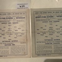 44/45 QPR v Tottenham Football Programmes: Good condition single sheets with pencilled team changes dated 23/12 and 24/2. (2)