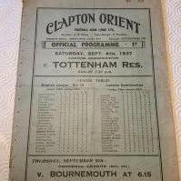 37/38 Clapton Orient Reserves v Tottenham Football Programme: Ex bound in good condition from the London Combination. No team changes.