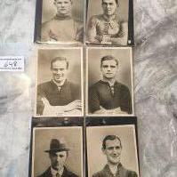 Arsenal 1922 Large Player Football Cards: Original 100 year old cards almost certainly made by Godfrey Phillips and large versions of the Pinnace you may be familiar with. Includes Butler Shaw White Baker Blyth and Williamson. Good with 3 having numbers written to blank rear. (6)