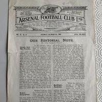 1922 - 1923 Arsenal v Birmingham City Football Programme: Four page league match in fair condition. Results and score filled out and small tear.