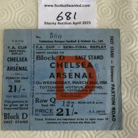 1950 FA Cup Semi Final Replay Unused Football Ticket: Chelsea v Arsenal at Tottenham ticket with counterfoil still attached. Very good score with score written lightly.