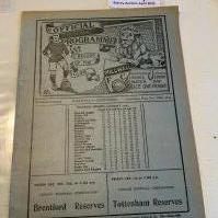 25/26 Millwall v Brentford Football Programme: Excellent ex bound 4 page league match with no team changes.