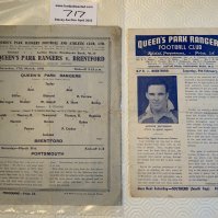 1940s QPR v Brentford Football Programmes: Single sheet league match for 44/45 and 45/46 fa cup both good without team changes. Folds. (2)