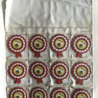 BABS Wales Shop Display Of Rosette Cards: 120 rosette shape Wales Football cards in shop display showing 12 identical cards. Each pouch contains 10 cards. (120)