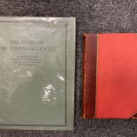 Pre War Football Books: Story of the Football League 1888 - 1938 which has a nice dust jacket with small tear. C/W List of International Players 1872 - 1932. Both hardback are good with information that is a bit scarce. (2)