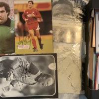 Football Autograph Collection: Wide ranging eras and teams. Includes modern programmes, old team groups + pages, magazine pictures and more. Also some team groups from the mid 50s of Aldershot Gillingham and SwIndon. There are over 100 from 1960s to 2000s with single autographs of Keegan, Shilton, Channon and a 1998 Sweden team group signed by 15. Worth a look.
