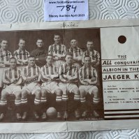 32/33 Brighton v West Ham FA Cup Signed Football Programme: Front cover only with page 2 being a picture of the 11 Brighton players of which all have hand signed. Fold and tears to top.