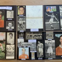 Blackpool 1940s 1950s 1960s Football Autograph Collection: Stunning private collection all pre 1970 from various publications. All signatures are identified and laid down with photo corners on 12 x 12 inch card and easily removable. 38 pages to include 2 fully signed team groups, 5 signed autograph pages, a signed programme, 8 original signed press photos and 128 various sized pictures to include 17 A4. 110 different player signatures including Stanley Matthews, Stan Mortensen, Alan Ball, Harry Johnston, Emlyn Hughes, Tommy Hutchinson, Alan Suddick, John Craven, Eric Hayward, Alan Skirton, Ray Charnley, Des Horne etc . (330+)