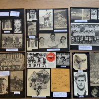 Bury 1940s 1950s 1960s Football Autograph Collection: Stunning private collection all pre 1970 from various publications. All signatures are identified and laid down with photo corners on 12 x 12 inch card and easily removable. 23 pages to include 3 fully signed team pictures one of which has 29 autographs, 7 signed autograph pages and 117 various sized pictures to include 6 A4. 116 different player signatures including Les Hart, Colin Bell, Bob Stokoe, Alec Lindsay, Cyril Fairclough, Reg Halton, Bert Head, Eddie Quigley, Bobby Collins, Derek Mayers, Warren Bradley, Greg Farrell, George Jones, Ian Towers etc. (270+)