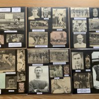 Darlington 1940s 1950s 1960s Football Autograph Collection: Stunning private collection all pre 1970 from various publications. All signatures are identified and laid down with photo corners on 12 x 12 inch card and easily removable. 6 pages to include 1 fully signed team group, 6 signed autograph pages, a signed programme and 70 various sized pictures to include 2 A4. 95 different player signatures including Joe Turner, Laurie Brown, Ken Furphy, George Luke, Lance Robson, Alan Spence, Bill Thompson, Ray Wood, Billy Dunn, Alan Sproates, Bobby Cummings, George Wardle, Joe Jacques, Cliff Wright etc. (230+)