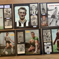 Newcastle United 1940s 1950s 1960s Football Autograph Collection: Stunning private collection all pre 1970 from various publications. All signatures are identified and laid down with photo corners on 12 x 12 inch card and easily removable. 54 pages to include 3 fully signed team groups, 3 signed autograph pages, a signed programme with 11 autographs 1947/48, 2 signed original press photos and 247 various sized pictures to include 28 A4. 133 different player signatures including Bob Stokoe, George Eastham, Charlie Crowe, Bryan Robson, George & Edward Robledo, Jackie Milburn, Len White, Joe Harvey, Ronnie Simpson, Vic Keeble, Alan Suddick, Trevor Hockey, Tony Green etc. (360+)