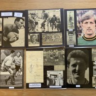Oxford United 1940s 1950s 1960s Football Autograph Collection: Stunning private collection all pre 1970 from various publications. All signatures are identified and laid down with photo corners on 12 x 12 inch card and easily removable. 18 pages to include 2 fully signed team groups, 5 signed autograph pages, 2 signed original press photos and 62 various sized pictures to include 11 A4. 55 different player signatures including Ron Atkinson, Arthur Turner, Peter Knight, Colin Booth, Bud Houghton, Ken Skeen, Jim Barron, Micky Bullock, Graham Atkinson, David Sloan, Vic Rouse, Pat Quartermain, Brian Lewis etc. (180+)