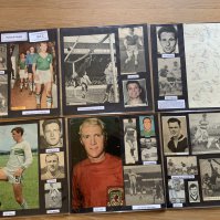 Plymouth Argyle 1940s 1950s 1960s Football Autograph Collection: Stunning private collection all pre 1970 from various publications. All signatures are identified and laid down with photo corners on 12 x 12 inch card and easily removable. 28 pages to include 2 fully signed team groups, 5 signed autograph pages, 2 signed original press photos and 167 various sized pictures to include 7 A4. 114 different player signatures including Jack Leslie, Sammy Black, Bob Saxton, Bill Shortt, John Porteous, Jack Chisholm, Tony Book, Gordon Astall, Wilf Carter, Nick Jennings, Norman Piper, Mike Trebilcock, Alan Banks, Malcolm Allison etc. (330+)