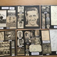 Torquay United 1940s 1950s 1960s Football Autograph Collection: Stunning private collection all pre 1970 from various publications. All signatures are identified and laid down with photo corners on 12 x 12 inch card and easily removable. 20 pages to include 1 fully signed team group, 8 signed autograph pages, a signed programme with 13 autographs 1963/64, 2 signed original press photos and 125 various sized pictures to include 3 A4. 107 different player signatures including Ted Calland, Jack Smith, John Bond, Don Mills, Ken Brown, Peter Wakeham, Ernie Pym, Tommy Northcott, Robin Stubbs, Micky Cave, Bill Kitchener, John Rudge, Dennis Lewis, Fred Binney etc. (280+)