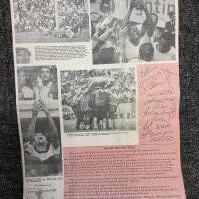 1970 Santos v West Ham Football Programme: Large USA tour 4 page card programme featuring Pele and Moore to cover in famous pose. No team changes but slight wear to fold at rear.