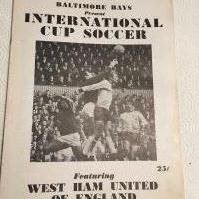 1969 West Ham USA Tournament Football Programme: Excellent condition with no folds or writing. 8 page tournament brochure mainly featuring West Ham with player profiles and team group. Briefly mentions fixtures and opponents such as Wolves, Tottenham, Dundee United, Aston Villa and Kilmarnock.