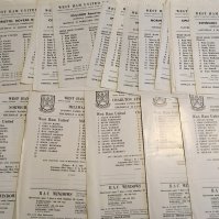 West Ham Home Reserve Football Programmes: 24 single sheets from 71/72 to include youth matches. Includes 9 from 90/91. All unwritten. (33)