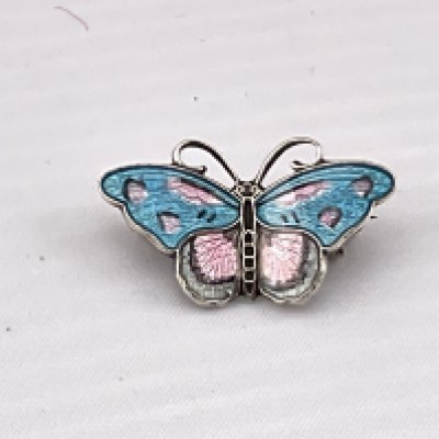 A Norwegian silver and enamelled butterfly brooch. Postage category A.