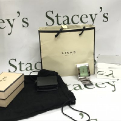 A Links of London jewellery box and travel clock. Postage category B