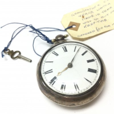 A silver hallmarked verge pocket watch, this lot cannot be posted