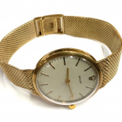 A vintage 9ct yellow gold Rolex wristwatch with a 9ct gold mesh strap. Total weight 51.17g (A)