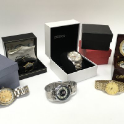 A collection of boxed watches including Seiko Chronograph, Accurist, Constant etc. postage category B