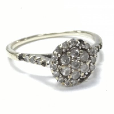 A white metal diamond cluster illusion style ring, size M/N. Total weight 2.42g Postage category A