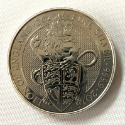2016 Lion Of England fine silver 2 ounce &pound;5 coin. (A)