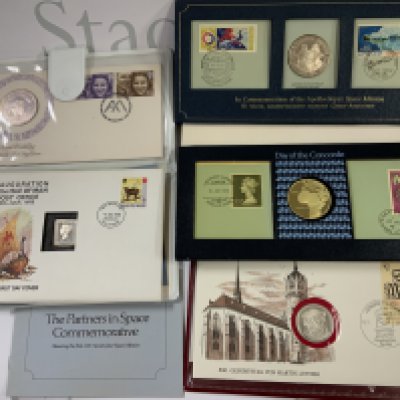 5 presentation sterling silver coins/ medallions. (B)