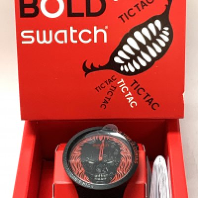 Swatch Big Bold Your Time is coming, glow in the dark Bio ceramic wrist watch, 2021 model. Boxed unworn, New. (A). NO RESERVE