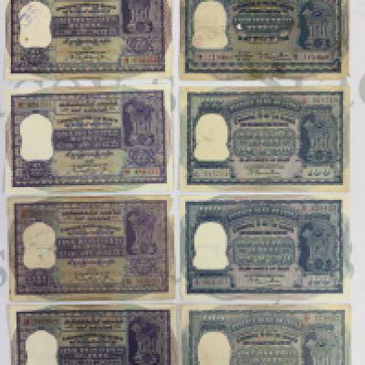 India Reserve bank, 100 Rupee banknotes x 8 varied conditions. (A)