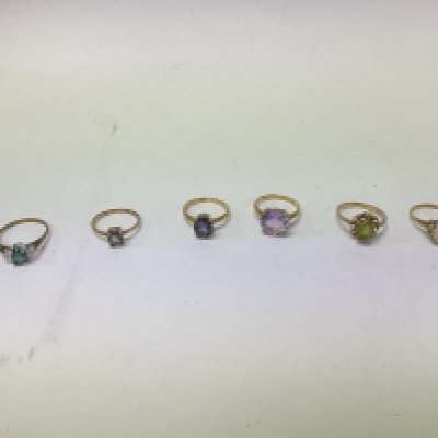 A small collection of 9ct gold stone set rings, approx weight 13.94 grams.