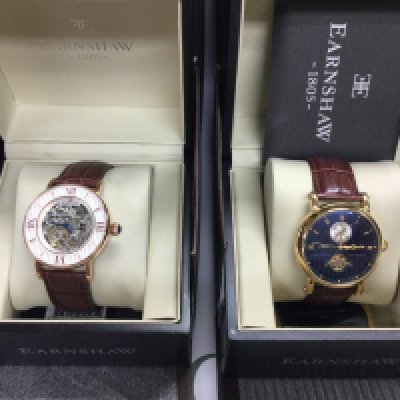 Two Earnshaw automatic wrist watches including boxes both seen running. Postage B