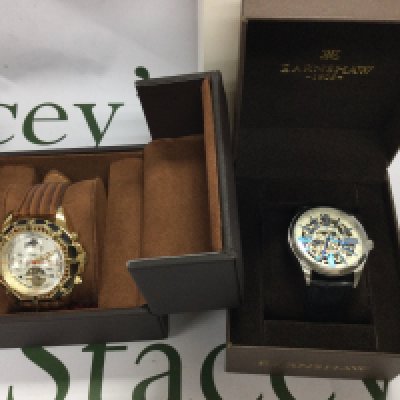 A Earnshaw automatic wrist watch and a Constantin Weisz watch including boxes both seen running. Postage B