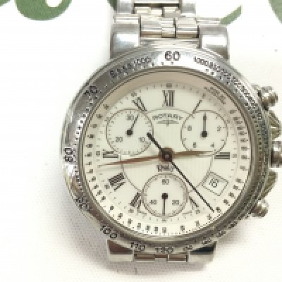 A Rotary Khalif Chronograph watch. Approx 40mm case. Seen working. Postage B